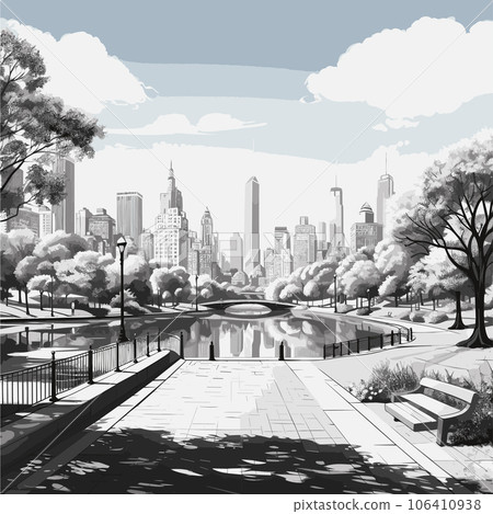 Central Park. Central Park hand-drawn comic illustration. Vector doodle style cartoon illustration Central Park. Central Park hand-drawn comic illustration. Vector doodle style cartoon illustration 106410938