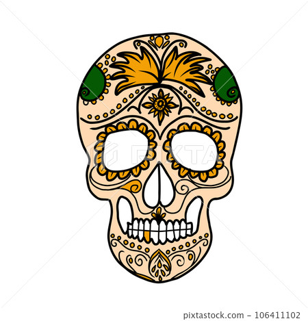 Hand drawn doodle skull, Day of the Dead element Hand drawn doodle skull, Day of the Dead element 106411102