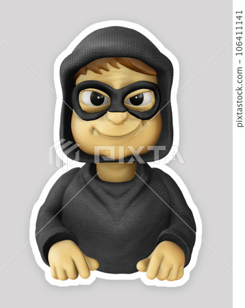 Robber character 3d rendered illustration., 3D Cyber Spy  Illustration Render., hacker 3d render icon illustration for website, application, printing, document. 106411141