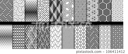 Geometric set of seamless black and white patterns. Simpless vector graphics 106411412