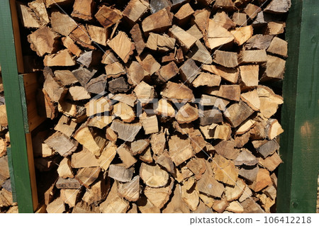 Firewood dried and stored in the firewood shelf 106412218