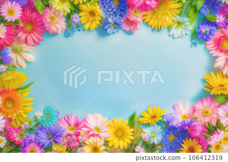 背景圖像與彩色花瓣邊框 AI 圖像 106412319