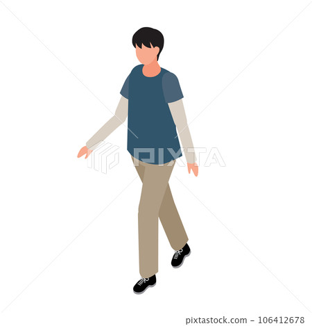 等距_穿著休閒服行走的小學生 106412678