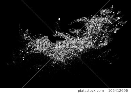 Glitter texture of silver confetti, black background. Silver particles of shiny confetti. Festive background. Glitter texture of silver confetti, black background. Silver particles of shiny confetti. Festive background. 106412696