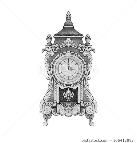 Antique table clock (with hands)/monochrome Antique table clock (with hands)/monochrome 106412992