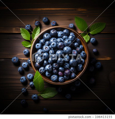 Blueberry banner. Bowl full of blueberries. Close-up food photography background Blueberry banner. Bowl full of blueberries. Close-up food photography background 106413155