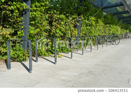City Bicycle Parking, Bike Station Modern Bike Storage, Security Concept, Empty Street Bicycle Parking City Bicycle Parking, Bike Station Modern Bike Storage, Security Concept, Empty Street Bicycle Parking 106413551