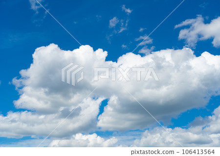 Blue Sky with White Clouds, Sunny Cloudy Sky Texture Background, Fluffy Clouds Pattern, Sunny Cumulus 106413564
