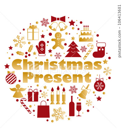 Christmas illustration material set Vector illustration logo White back December Christmas illustration material set Vector illustration logo White back December 106413681