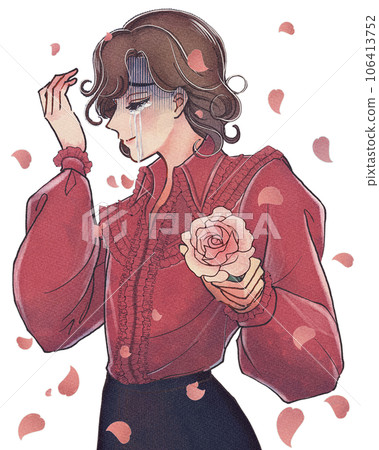 Retro girl manga style/Illustration of a handsome guy who has lost his love 106413752