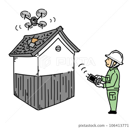 使用無人機檢查屋頂的航拍照片 使用無人機檢查屋頂的航拍照片 106413771