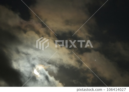 Hakushu-cho, Hokuto City, late autumn, when the waning moon of 21.4 lunar age and Jupiter line up Hakushu-cho, Hokuto City, late autumn, when the waning moon of 21.4 lunar age and Jupiter line up 106414027