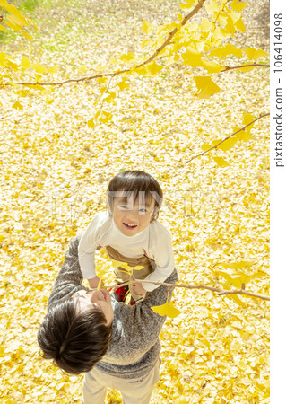 Father and son who plays in the autumn park Father and son who plays in the autumn park 106414098