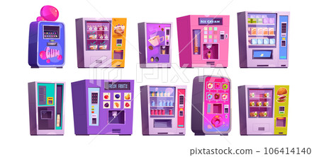 Vending machine cartoon vector illustration set 106414140