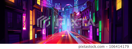 Night city street with traffic speed effect 106414179