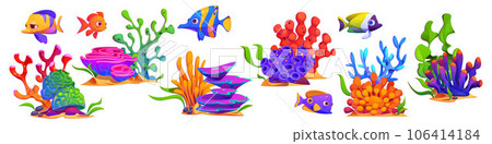 Isolated seaweed and coral plant illustration set Isolated seaweed and coral plant illustration set 106414184