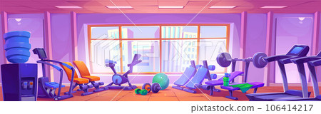 Gym interior with training equipment 106414217
