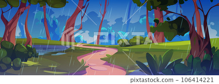 Forest oath and rain nature game cartoon vector 106414221