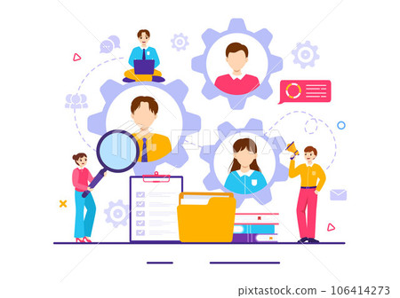HRM Human Resource Management Vector Illustration with System Managing Company Employee for Marketing Materials and Business Background Design 106414273