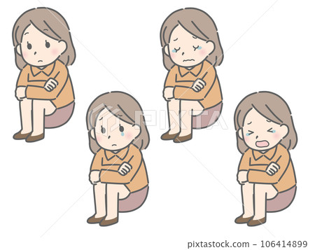 Young woman holding her knees (plain clothes) Young woman holding her knees (plain clothes) 106414899
