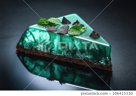 Chocolate Mint Cake, Green Glazed Pastry, Mint Cake, Abstract Generative AI Illustration 106415330