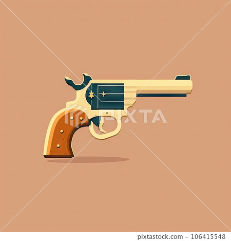 Vintage Revolver Flat Icon, Wild West Handgun, Retro Weapon, Cowboy Gun 106415548