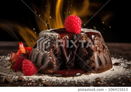 Lava Cake, Molten Chocolate Fondant, Warm Chocolate Dessert, Lava Cake, Abstract Generative AI Illustration Lava Cake, Molten Chocolate Fondant, Warm Chocolate Dessert, Lava Cake, Abstract Generative AI Illustration 106415813