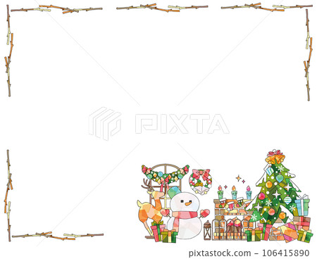 聖誕節手寫插圖框架 聖誕節手寫插圖框架 106415890