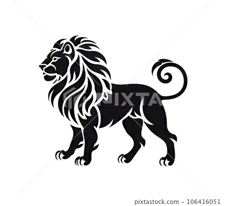 Leo Icon, Lion Zodiac Symbol, Ornate Leo Silhouette, Lion Horoscope Pictogram, Minimal Astrological Sign 106416051