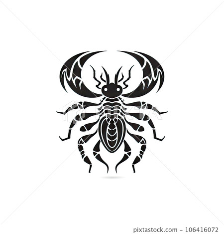Ornate Scorpio Icon, Scorpion Isolated, Chinese Horoscope Minimal Scorpius Symbol on White 106416072