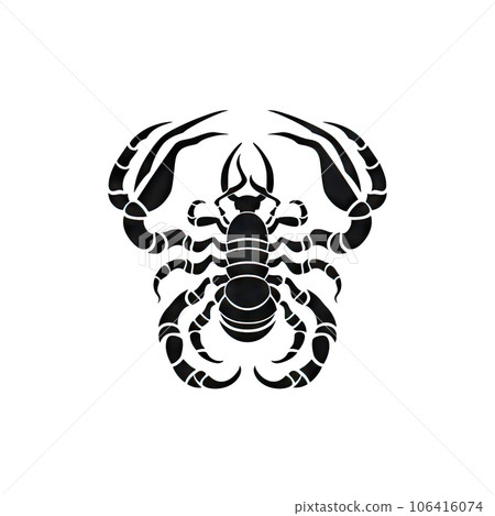 Ornate Scorpio Icon, Scorpion Isolated, Chinese Horoscope Minimal Scorpius Symbol on White 106416074