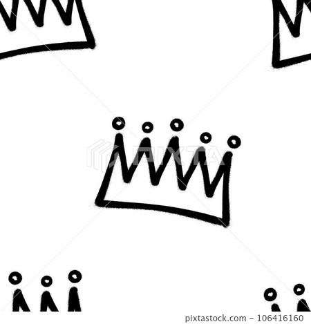 Seamless pattern of sprayed crown with overspray in black over white. Vector illustration template 106416160