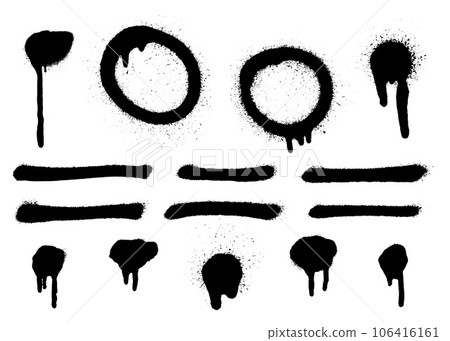 Set of graffiti spray banner. Vector spray paint shapes with smudges 106416161