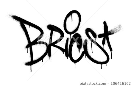 Sprayed brics font graffiti with overspray in black over white. Vector illustration. Sprayed brics font graffiti with overspray in black over white. Vector illustration. 106416162