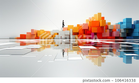Image of a person jumping high in virtual space 106416338