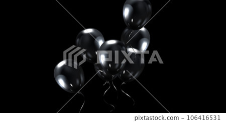 Celebration background with elegantly arranged black balloons. Vector 3D illustration design 106416531