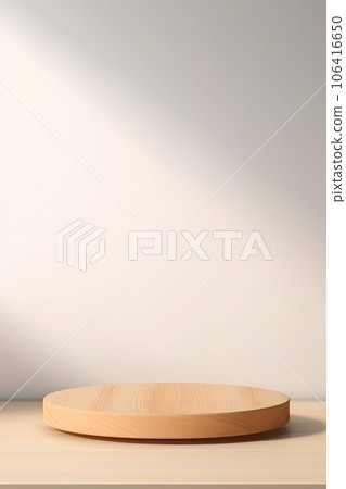 Scene stage decoration for promotion sale or advertising of beauty and spa products and cosmetics. 3d empty minimalistic wooden product display podium 106416650