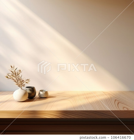 Scene stage decoration for promotion sale or advertising of beauty and spa products and cosmetics. 3d empty minimalistic wooden product display podium 106416670
