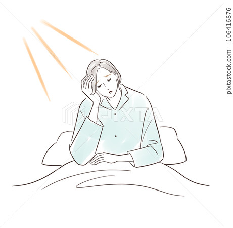 一位中年婦女早上醒來沒有睡好覺 106416876