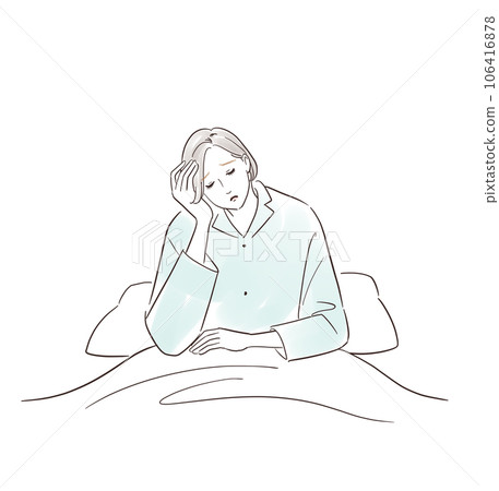 A middle-aged woman who woke up in the morning without a good night's sleep A middle-aged woman who woke up in the morning without a good night's sleep 106416878