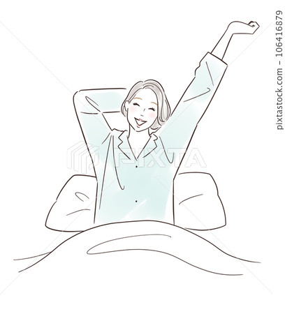 一位中年婦女睡得很好，醒來神清氣爽 106416879