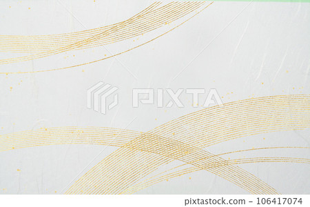 Japanese paper, golden rings, circular overlaps, Japanese style (abstract) background is white 106417074