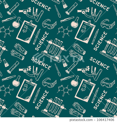Flat doodle seamless pattern with science elements 106417406