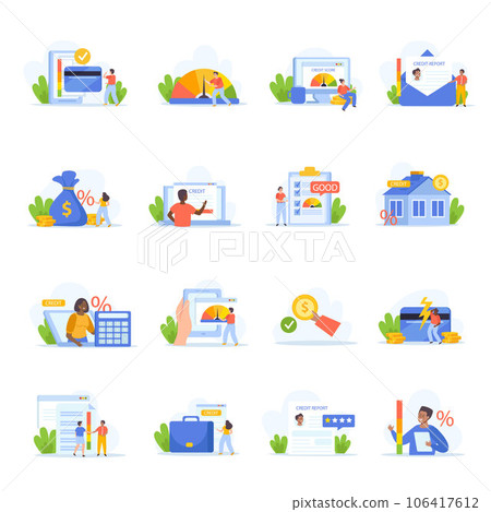 Credit Score Icon Set 106417612