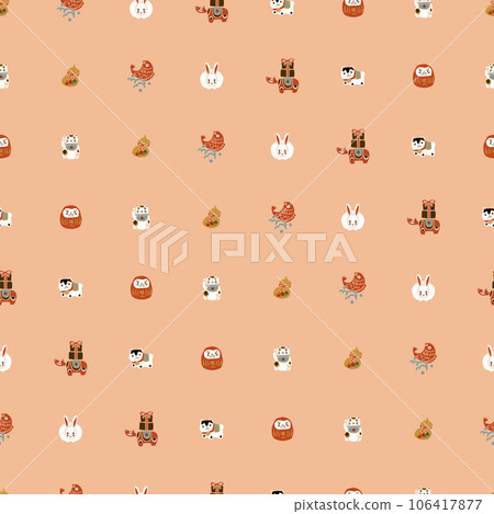 Japanese pattern - congratulatory pattern - seamless pattern of auspicious crest Japanese pattern - congratulatory pattern - seamless pattern of auspicious crest 106417877