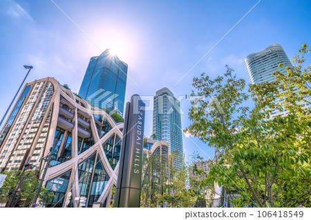 日本東京城市景觀，俯瞰麻布台山，綠樹成蔭的新風景區 106418549