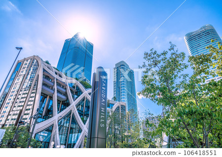 日本東京城市景觀，俯瞰麻布台山，綠樹成蔭的新風景區 106418551