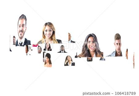 Isolated 3d rendering of futuristic multi screen vision Isolated 3d rendering of futuristic multi screen vision 106418789