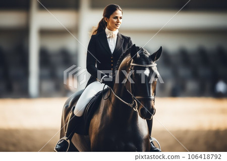 Dressage horse portrait before the competition Dressage horse portrait before the competition 106418792