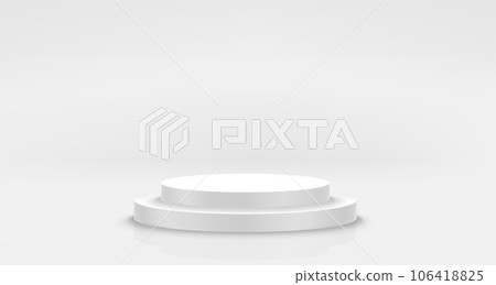 Bright interior with podium. 3d vector illustration with copy space Bright interior with podium. 3d vector illustration with copy space 106418825